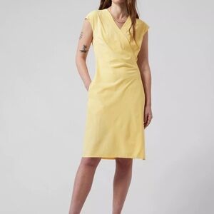 Athleta Newport Wrap Dress, City Stripe Lunaria Yellow SIZE XL